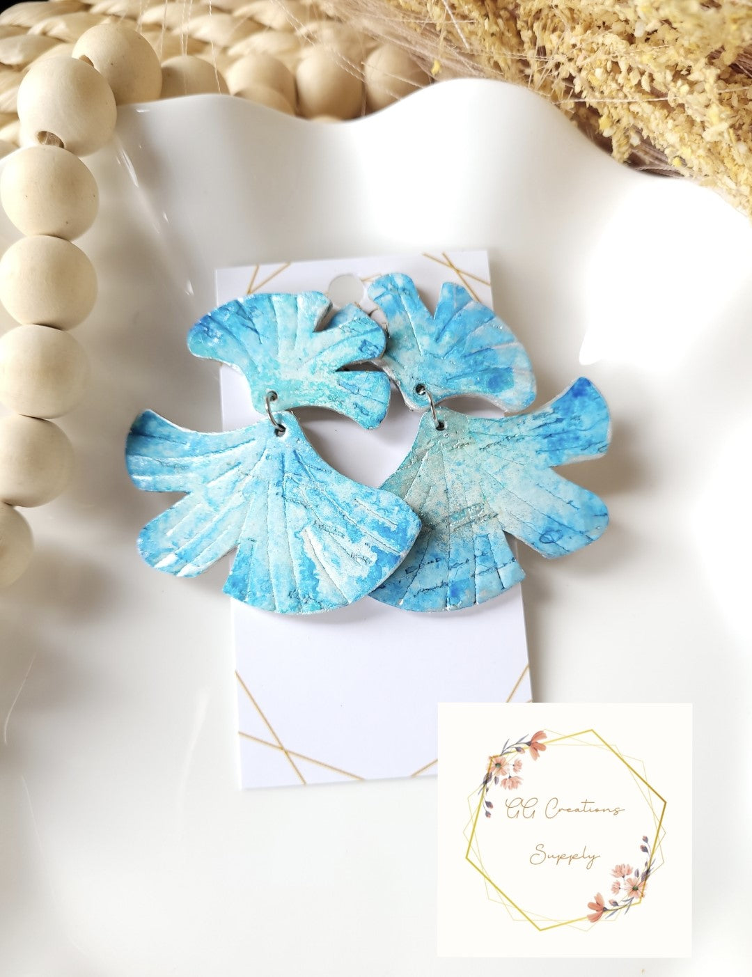 Preorder - Gingko Leaves - Embossed (Mirrored Pair) - Steel Rule Wooden Earring Die