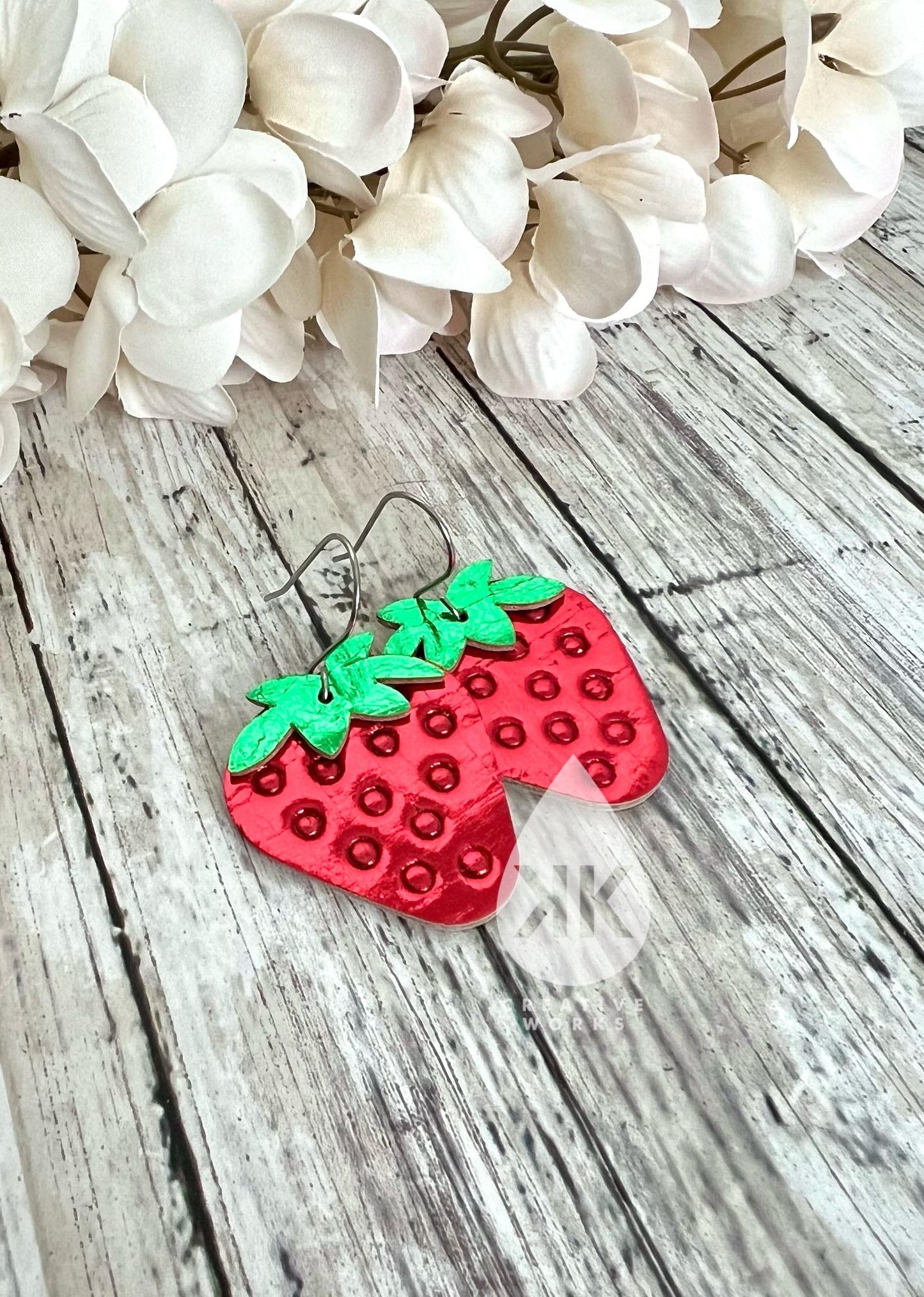 Strawberries -1.5" Embossed (pair) - Steel Rule Wooden Earring Die