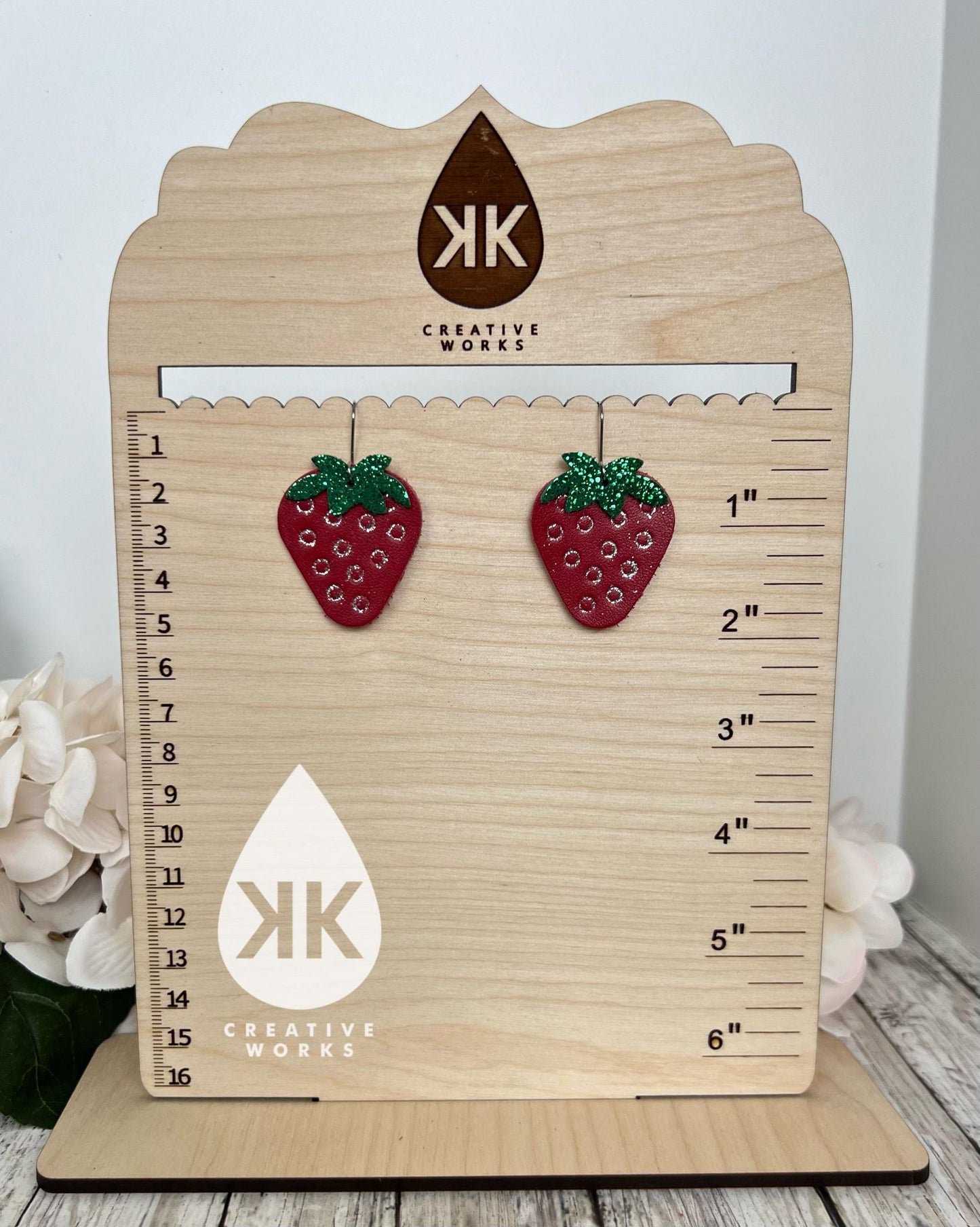 Strawberries -1.5" Embossed (pair) - Steel Rule Wooden Earring Die