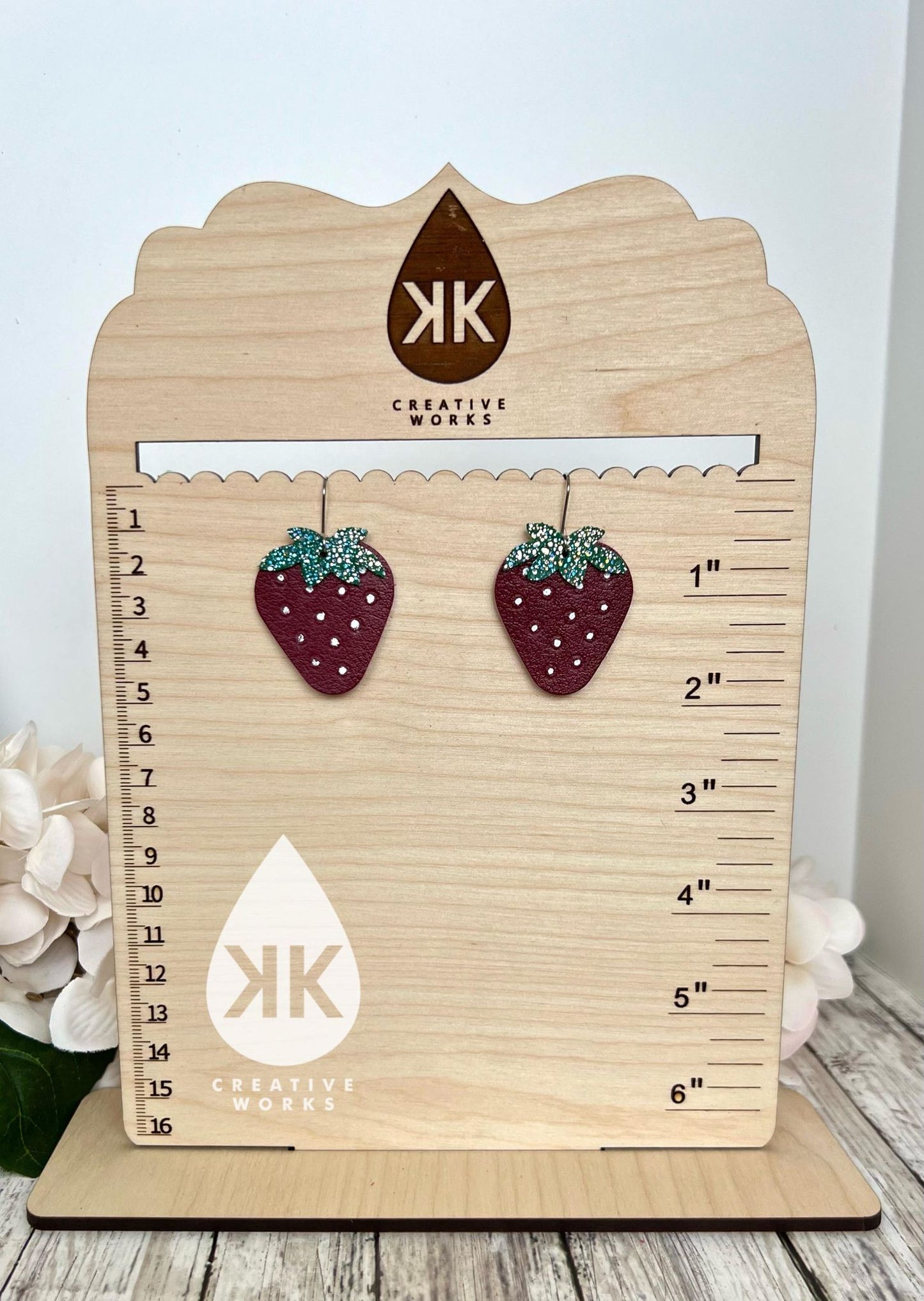 Strawberries -1.5" Embossed (pair) - Steel Rule Wooden Earring Die