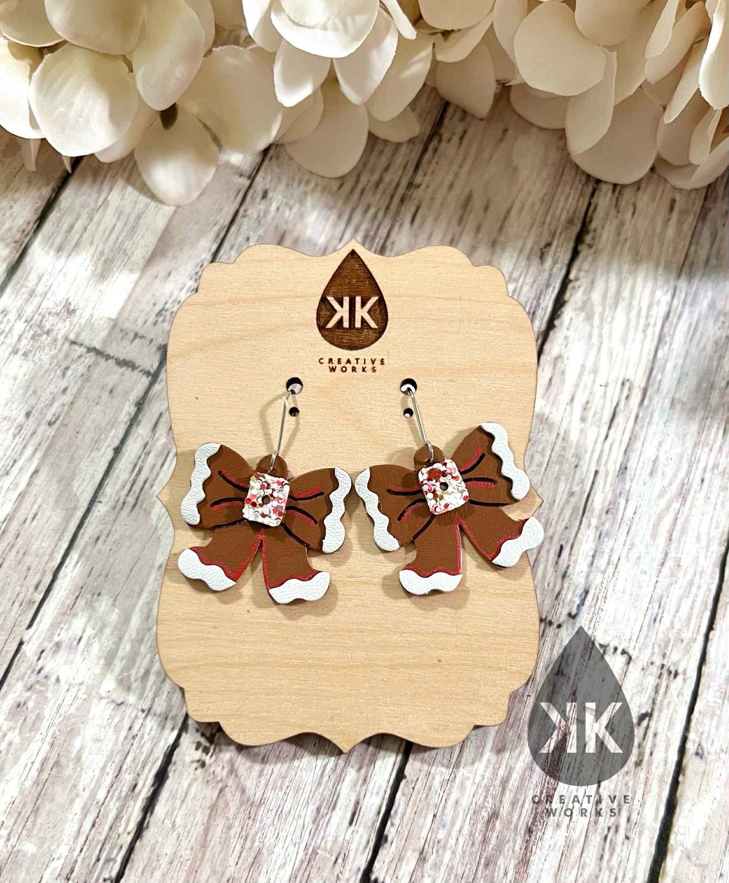 Multi Embossed Christmas Bows -  4 designs with cutouts  - Steel Rule Wooden Earring Die