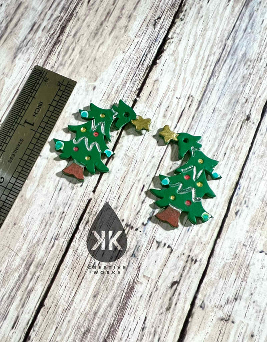 Preorder -Embossed Mirrored Leaning Christmas Tree - Steel Rule Wooden Earring Die