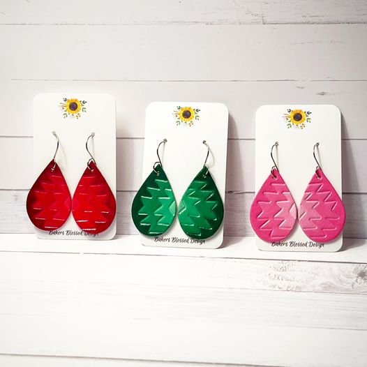 Preorder - Aztec Teardrop- Embossed (mirrored pair)  - Steel Rule Wooden Earring Die