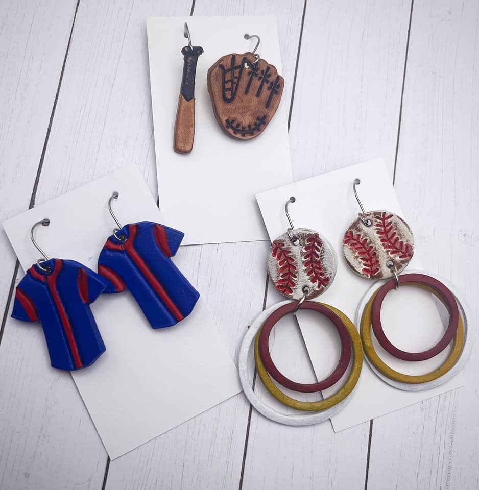 Take me out to the ball game - Embossed Baseball Themed Set - 4 Shapes - Steel Rule Wooden Earring Die