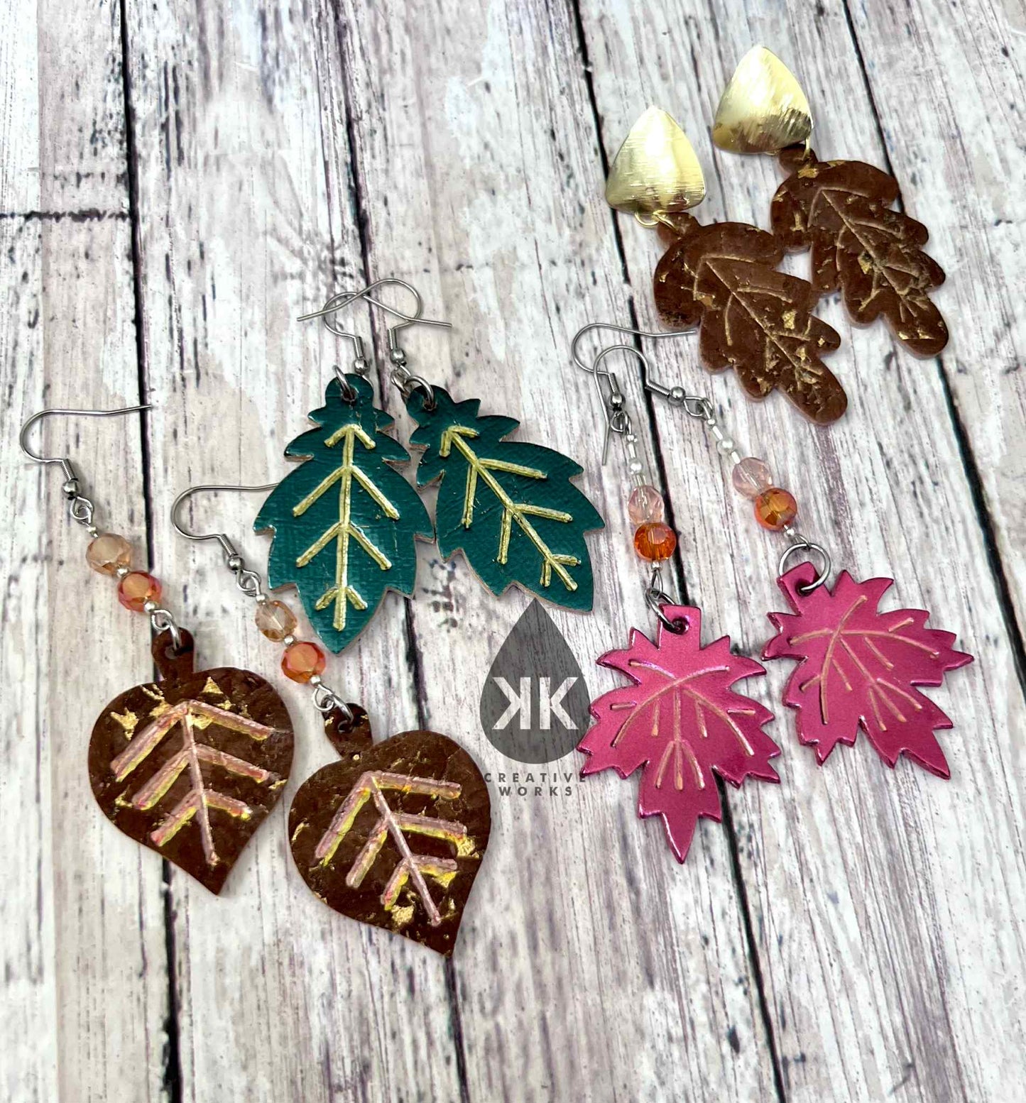 Fall Leaves  - 4 designs Embossed - Steel Rule Earring Die