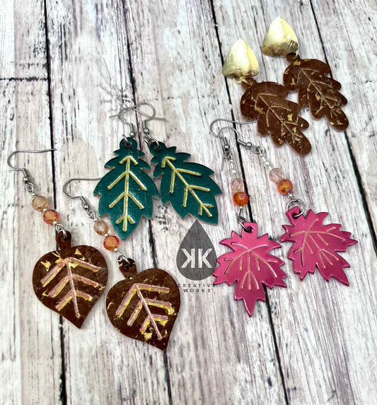 Fall Leaves  - 4 designs Embossed - Steel Rule Earring Die