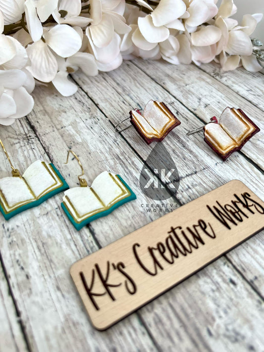 Preorder - Embossed Open Book - Mirrored pair - Steel Rule Wooden Earring Die