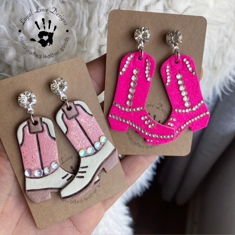 Preorder - 1.75"- Embossed Cowboy Boots - Mirrored Pair  - Steel Rule Wooden Earring Die