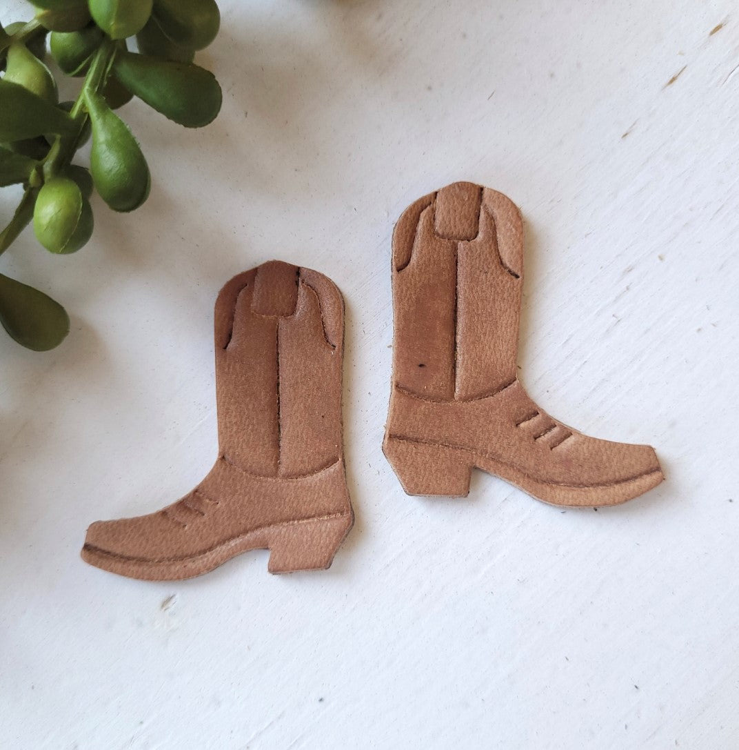 Preorder - 1.75"- Embossed Cowboy Boots - Mirrored Pair  - Steel Rule Wooden Earring Die