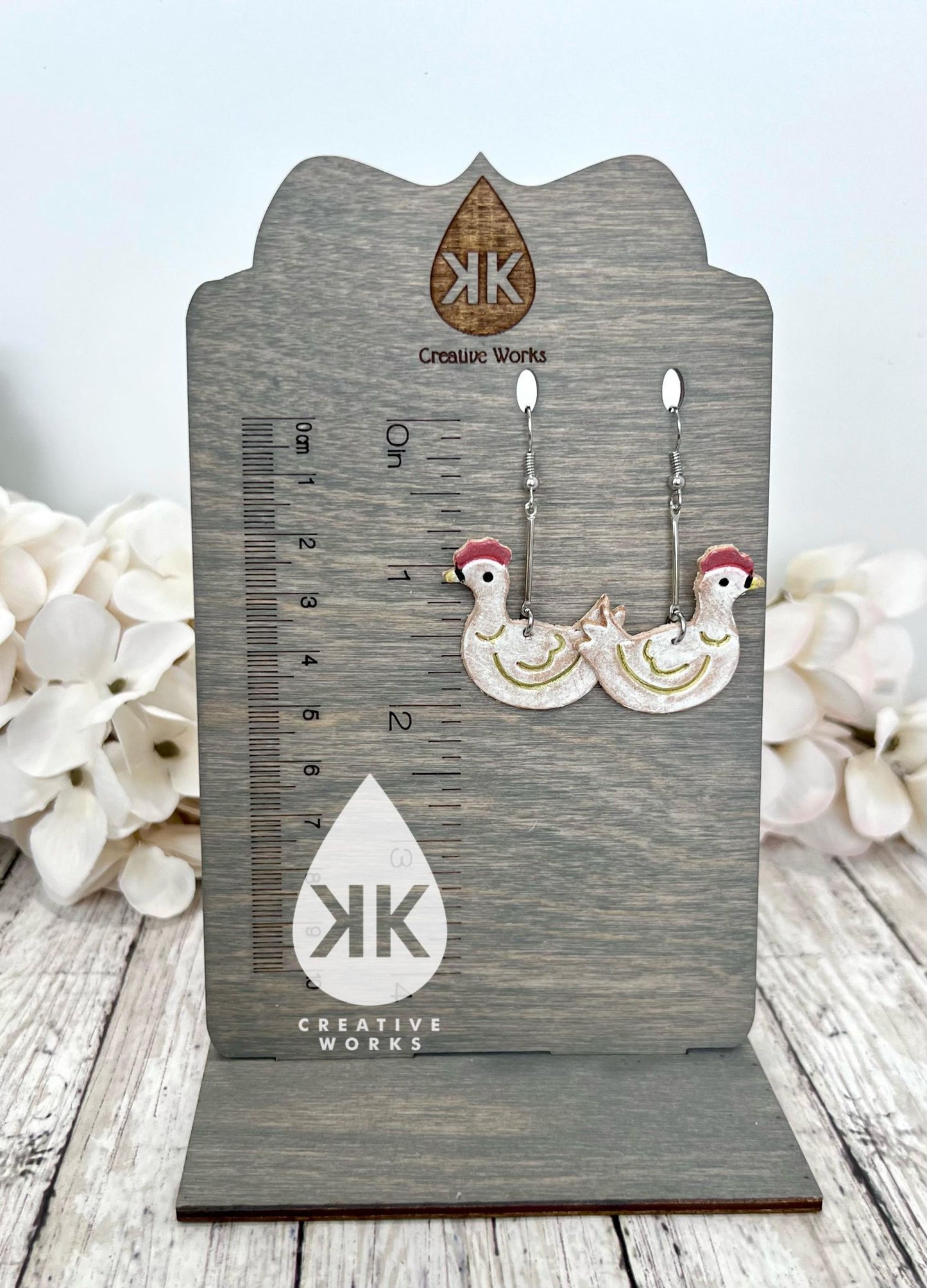 KK’s Mother Clucker- Embossed Mirrored (Pair) - Steel Rule Wooden Earring Die - chicken