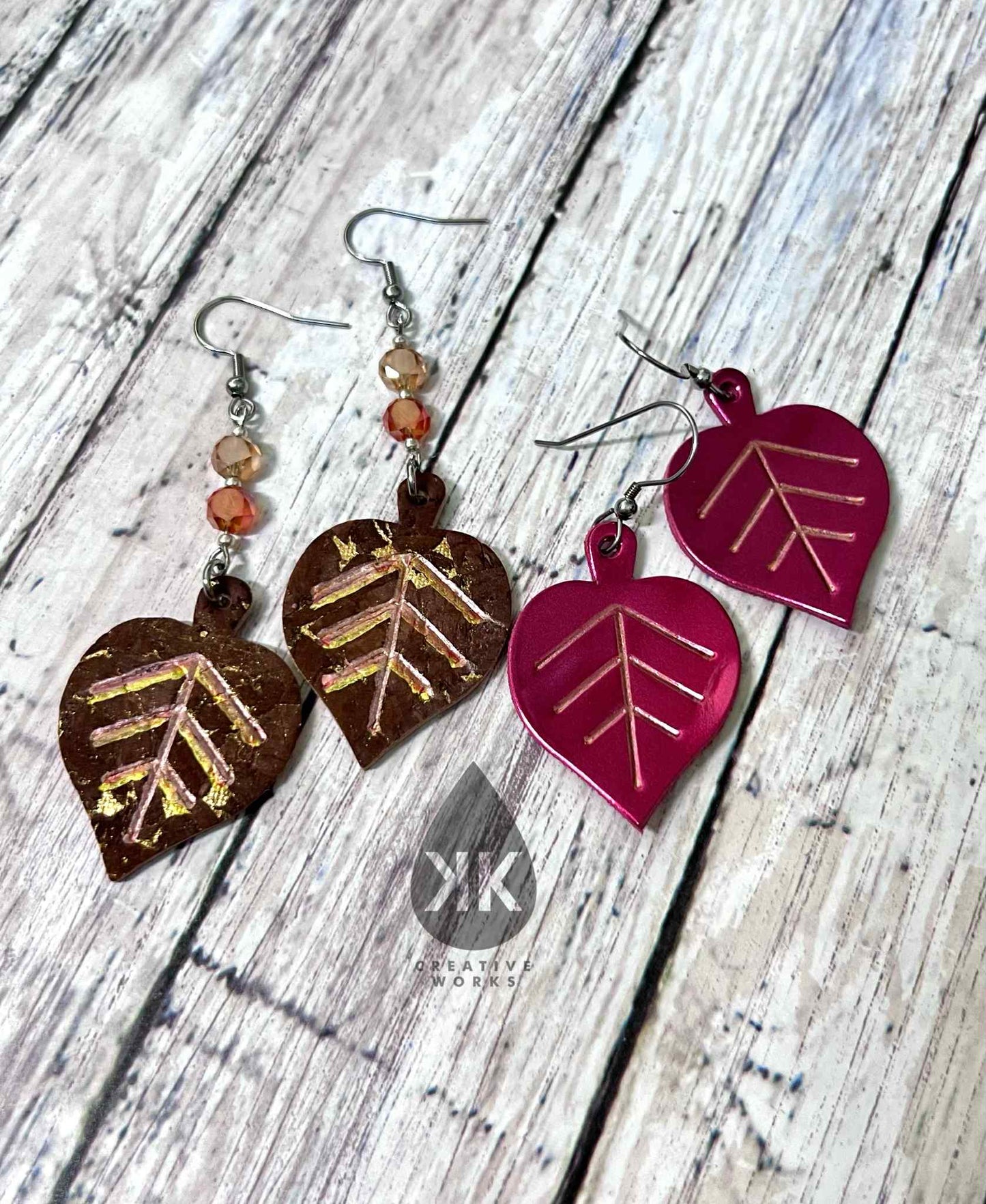 Fall Leaves  - 4 designs Embossed - Steel Rule Earring Die