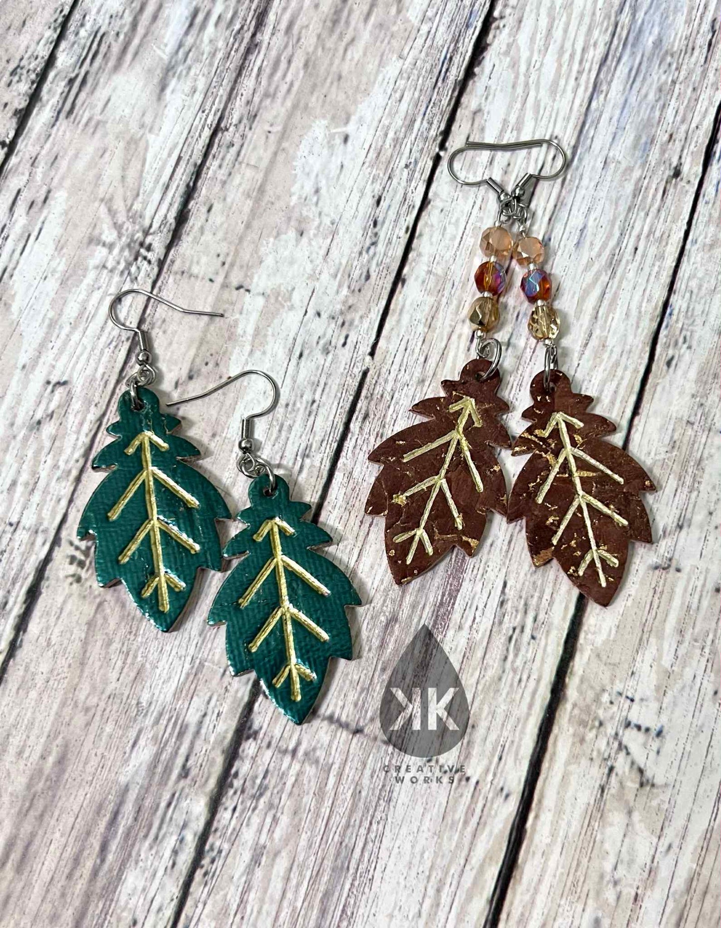 Fall Leaves  - 4 designs Embossed - Steel Rule Earring Die