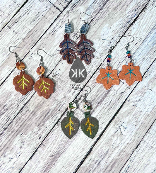 Petite Fall Leaves  - 4 designs Embossed - Steel Rule Earring Die