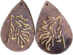 Horse Teardrop -  2.25" Embossed Pair - Steel Rule Wooden Earring Die