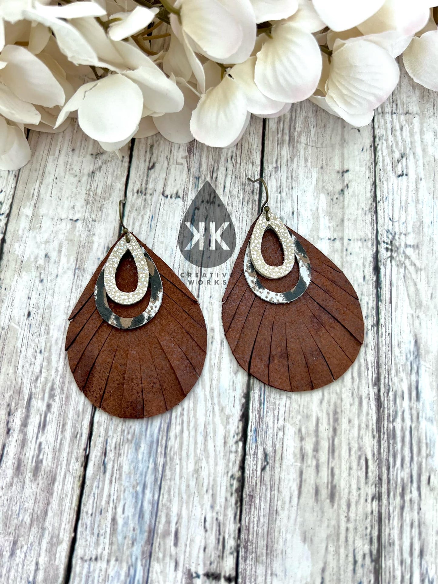 Fat Fringed Teardrop (Pair) - Steel Rule Wooden Earring Die