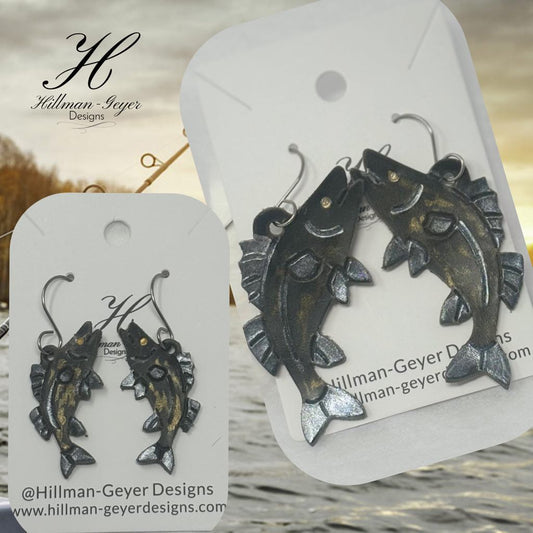 Preorder -Walleye Fish -  2 sizes - Embossed - mirrored pairs - Steel Rule Wooden Earring Die