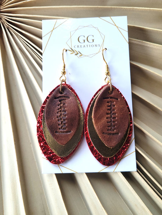 Layered Football - Embossed - 3 tiered - Steel Rule Wooden Earring Die