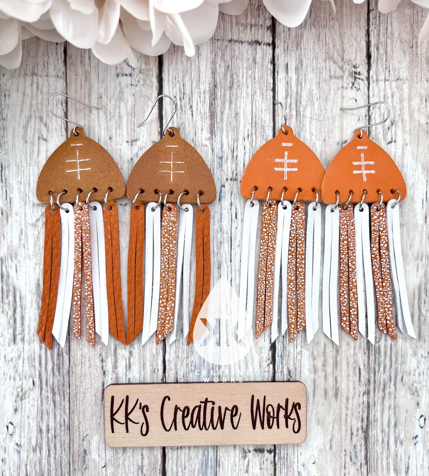 Preorder - KK’s Football Fan-dangle - Embossed Pair (football only) - Steel Rule Wooden Earring Die