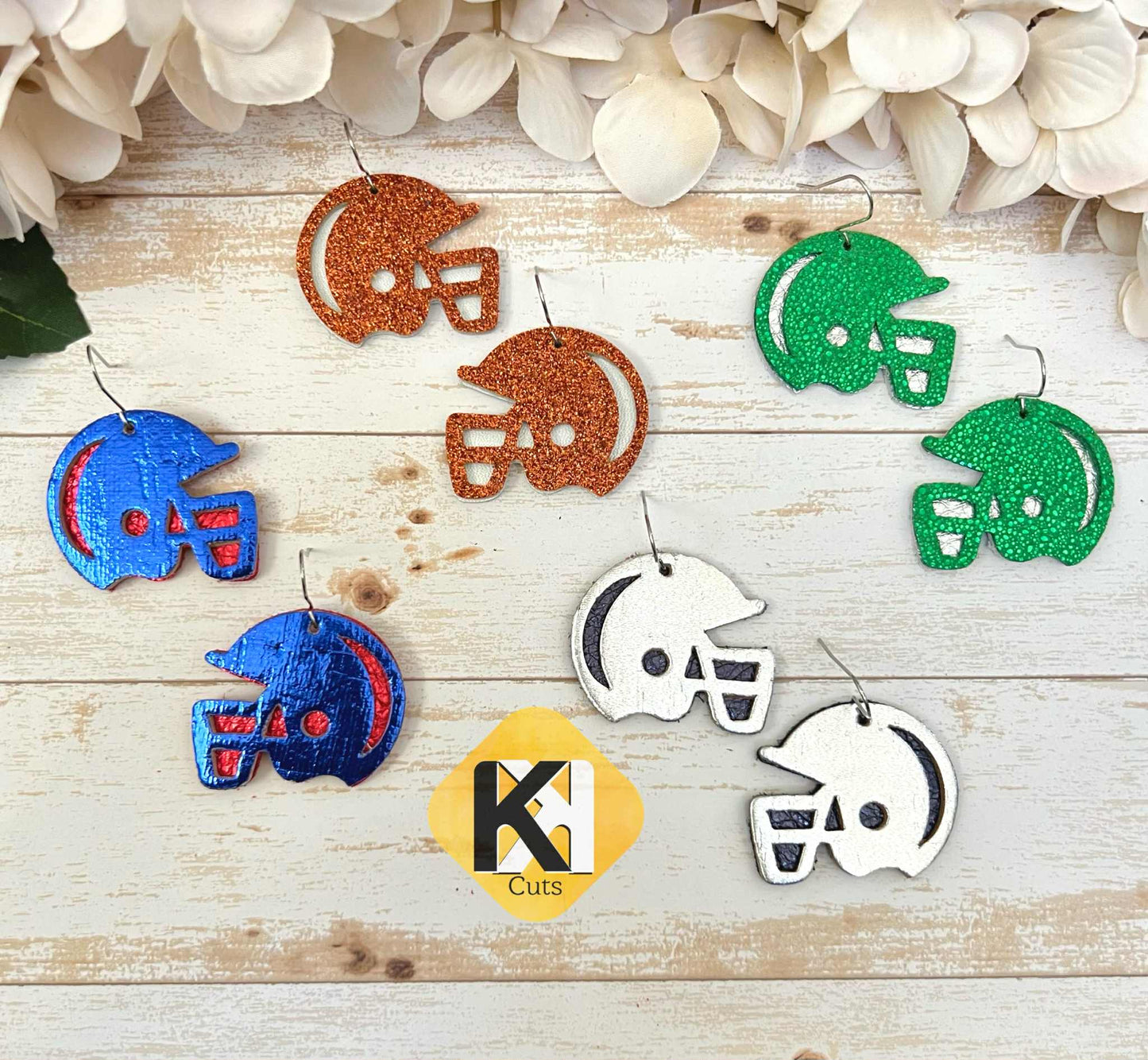 Preorder - Football Helmet and Megaphone Layered - Steel Rule Wooden Earring Die