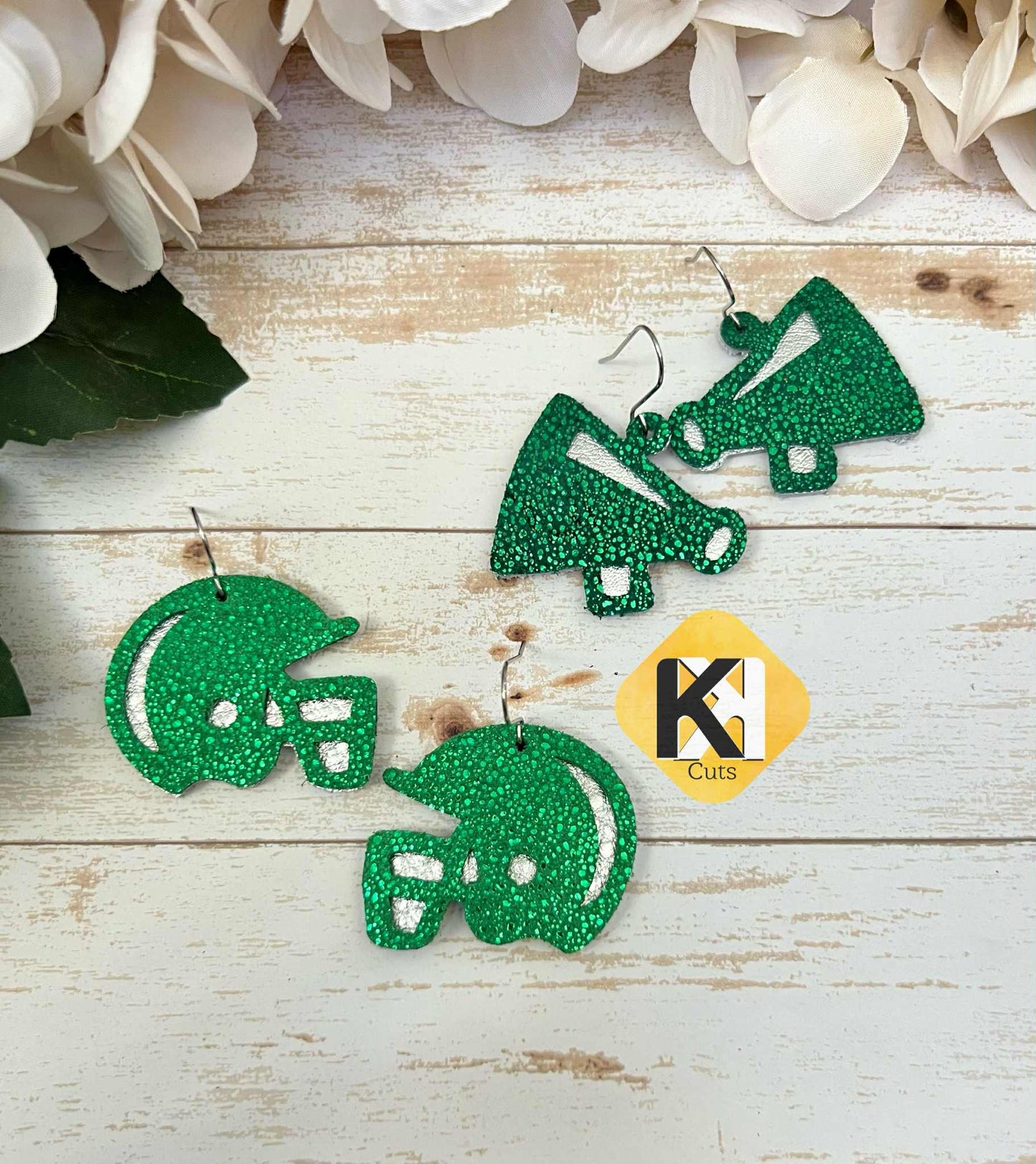 Preorder - Football Helmet and Megaphone Layered - Steel Rule Wooden Earring Die