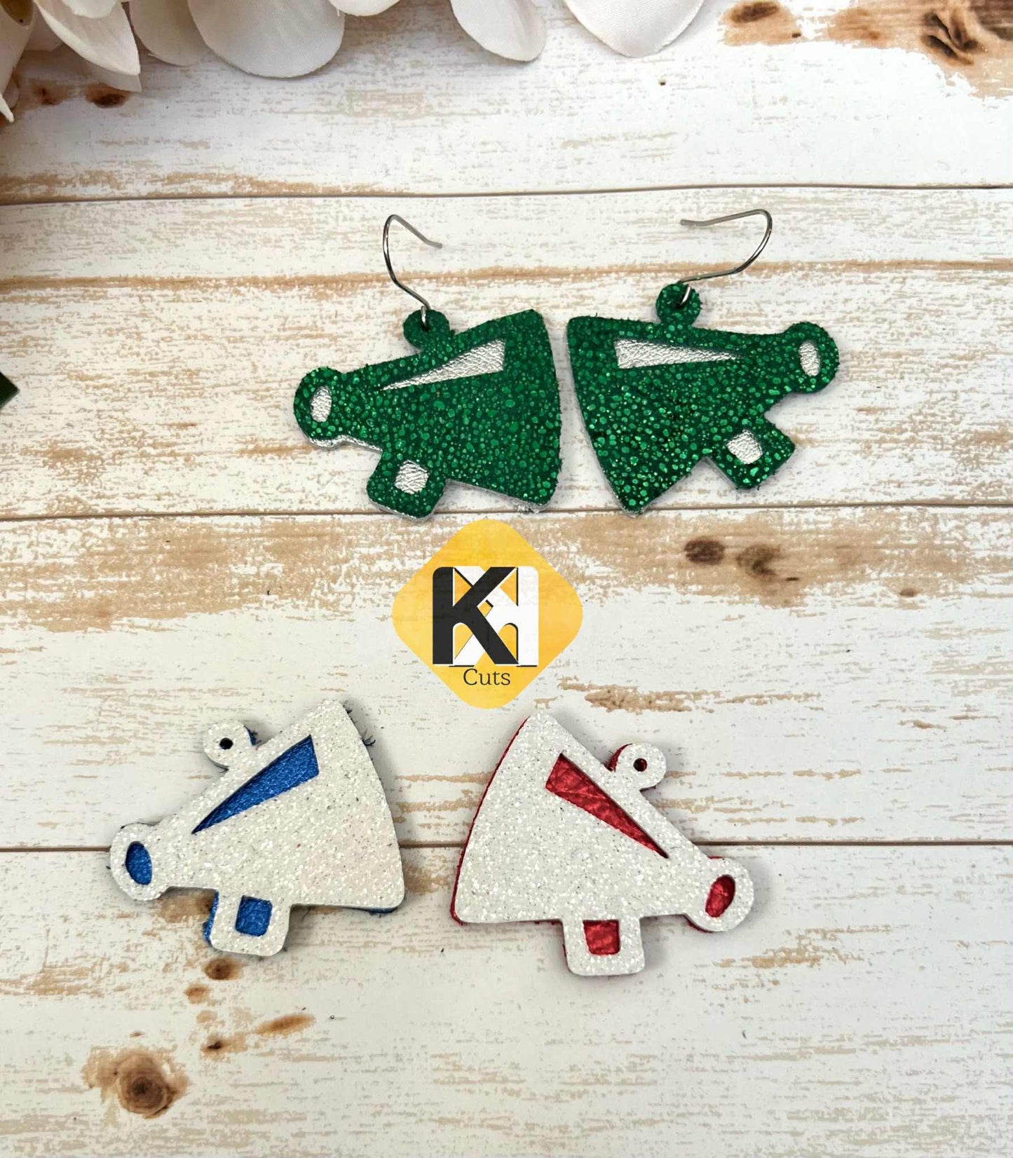 Preorder - Football Helmet and Megaphone Layered - Steel Rule Wooden Earring Die