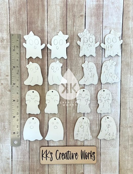 Preorder- Boo Crew - 1.5" Ghosts  - Embossed - Wooden Earring Die