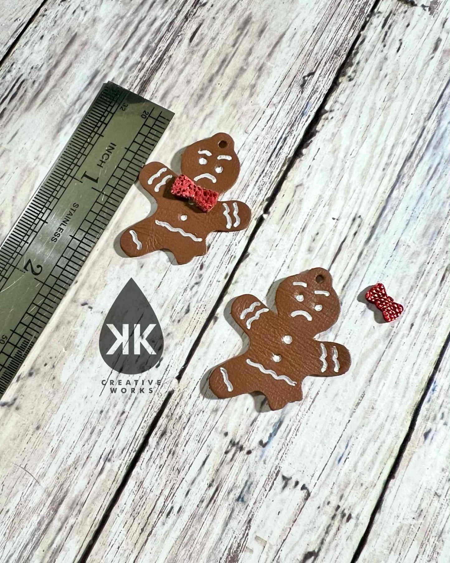 Preorder - 1.5" - Embossed Gingerbread Boy - 2 styles - Steel Rule Wooden Earring Die