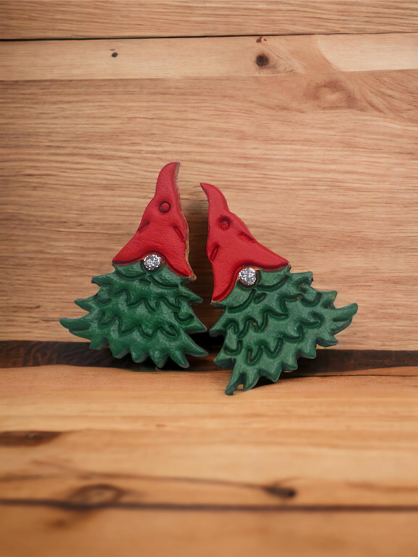 Preorder -  Gnome for the Holidays - Embossed - 2" mirrored pair - Steel Rule Wooden Earring Die