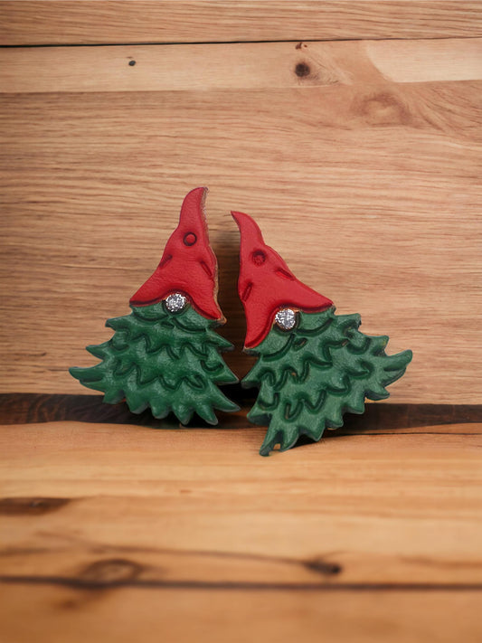 Preorder -  Gnome for the Holidays - Embossed - 2" mirrored pair - Steel Rule Wooden Earring Die