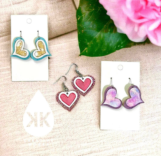 Heart to Heart - 3 sizes - Embossed and Cut out versions- Steel Rule Earring Die