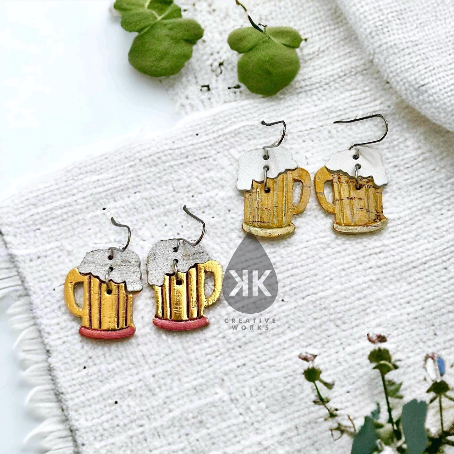 Split Suds in a Mug - 1.25" Mirrored pairs- Embossed and Cut out versions- Steel Rule Earring Die