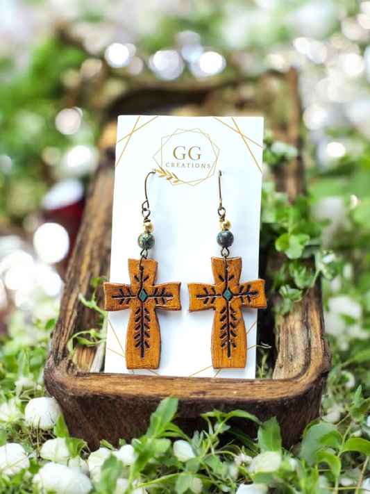 Ornamental Cross - 1.5" Embossed Pair - Steel Rule Wooden Earring Die