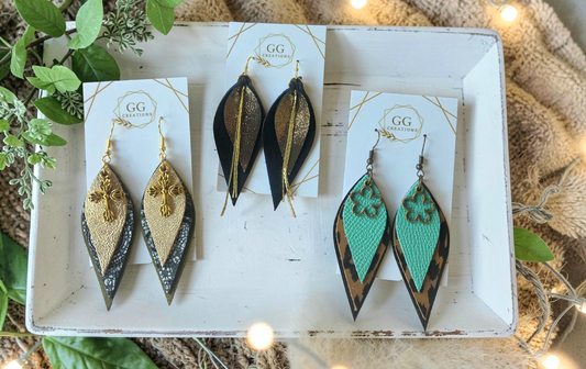 Preorder - Pointed Tip Leaf Trio - Steel Rule Wooden Earring Die