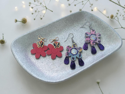 Preorder - Daisy Dangle Flowers - pair - Steel Rule Wooden Earring Die