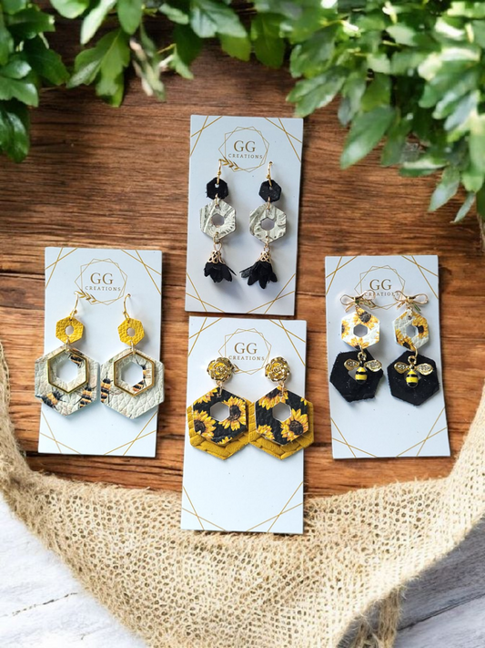 Hexagons (smaller version) - 4 sizes in pairs - Geometric Drop - Earring Die