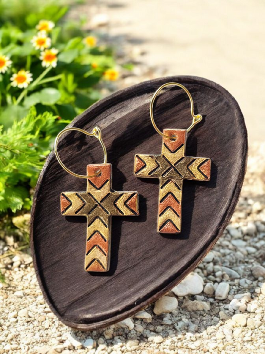 Preorder - Chevron Cross - 1.5" Embossed - Steel Rule Wooden Earring Die