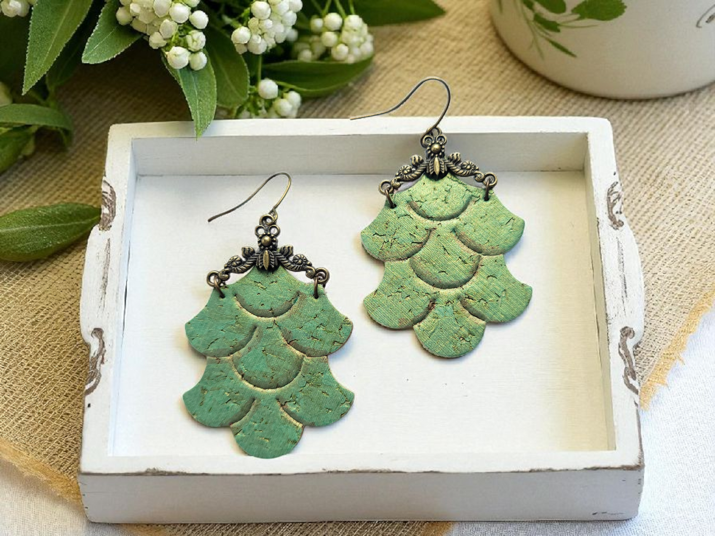 Preorder - Enchanted Falling Scales-  Embossed Pair - Steel Rule Wooden Earring Die