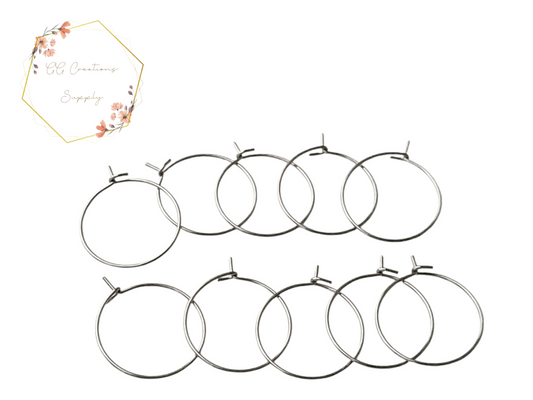 Stainless Steel Hoop Circles - 10 pieces (5 pair) - Gold or Silver