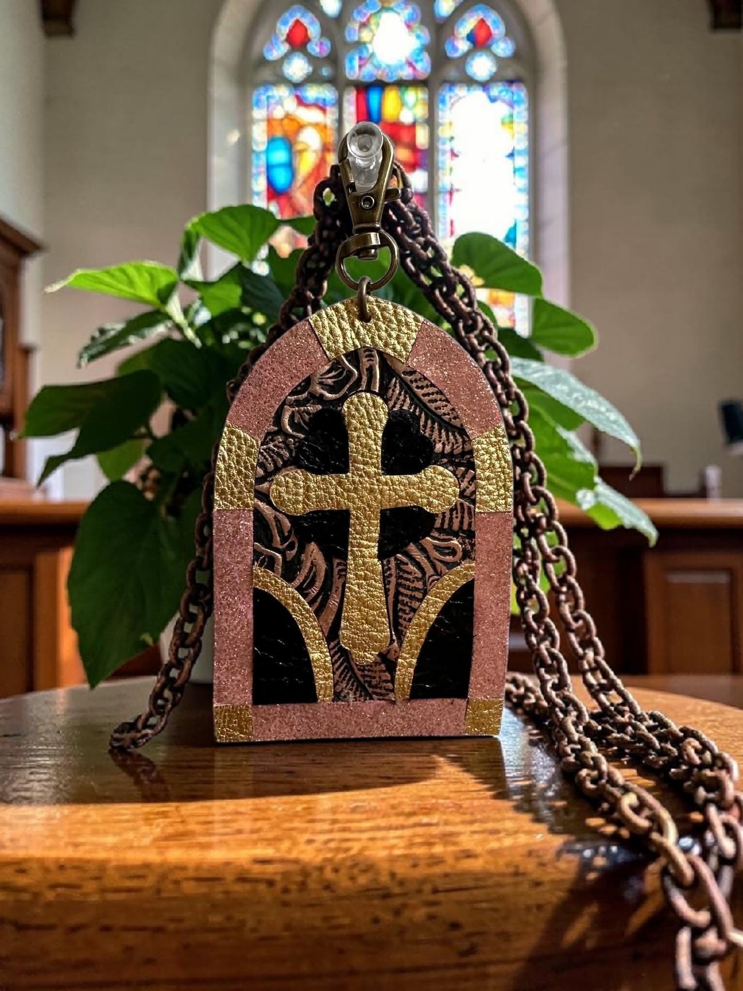 Preorder - Stained Glass Cross  - 3 sizes available - Purse/Bag Accessory - Steel Rule Wooden Die