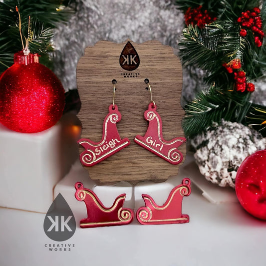 Preorder - KK's Santa's Sleigh - (Mirrored Embossed Pair) - Steel Rule Earring Die