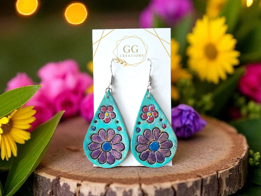 Preorder - Embossed Floral Dream Teardrop - 2" Pair - Steel Rule Wooden Earring Die