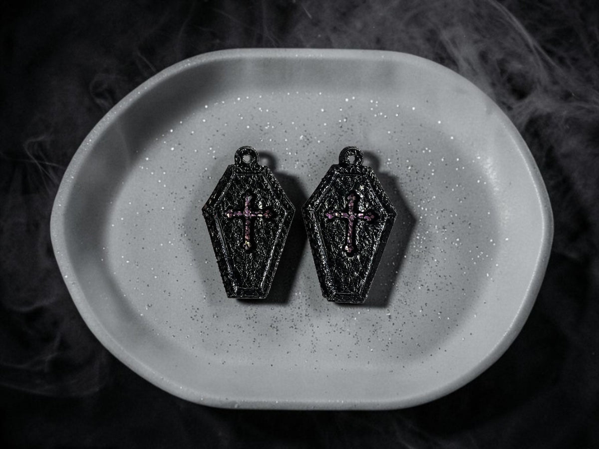 1.75" Spooky Coffins - Embossed and cut out - Steel Rule Wooden Earring Die