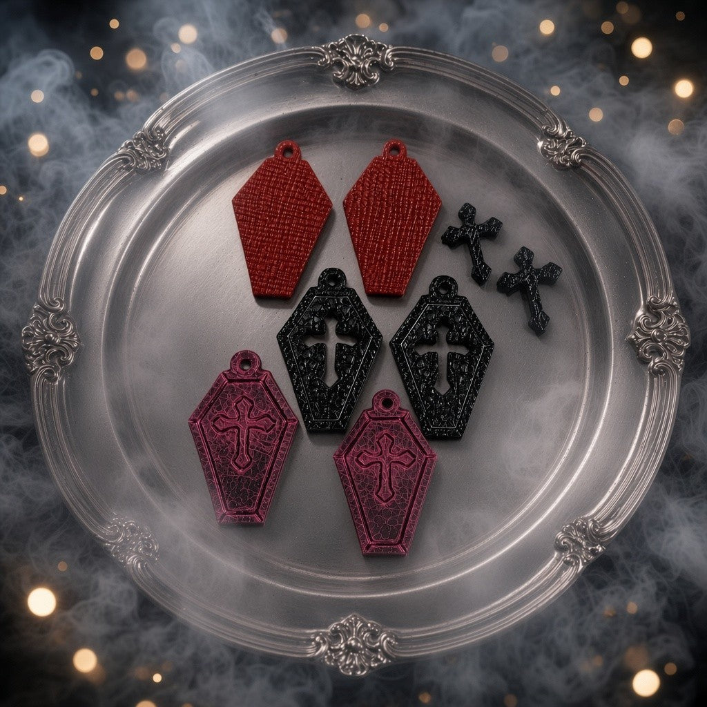 1.75" Spooky Coffins - Embossed and cut out - Steel Rule Wooden Earring Die