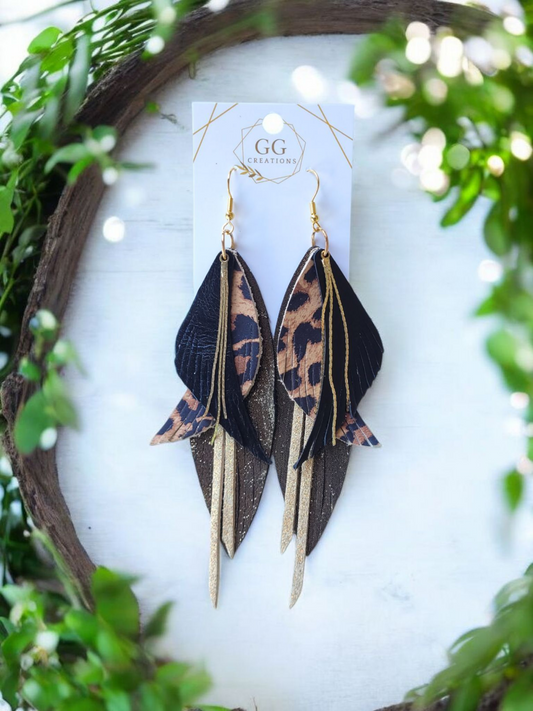 Preorder - Ashley's Angled Fringed Feathers - mirrored pairs - Steel Rule Wooden Earring Die