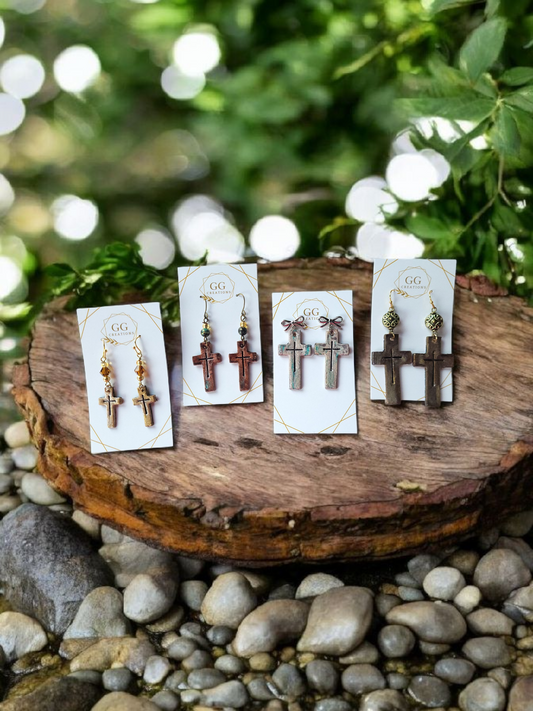 Preorder - Simple Embossed Crosses - 4 sizes - Steel Rule Wooden Earring Die