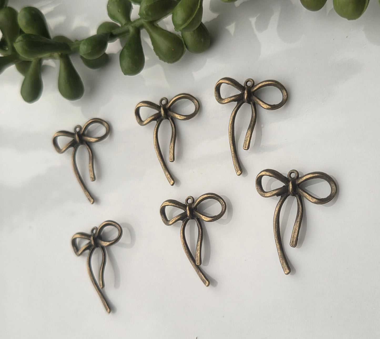 Bronze Tail Bow Charms - 6 pieces - Earring Findings