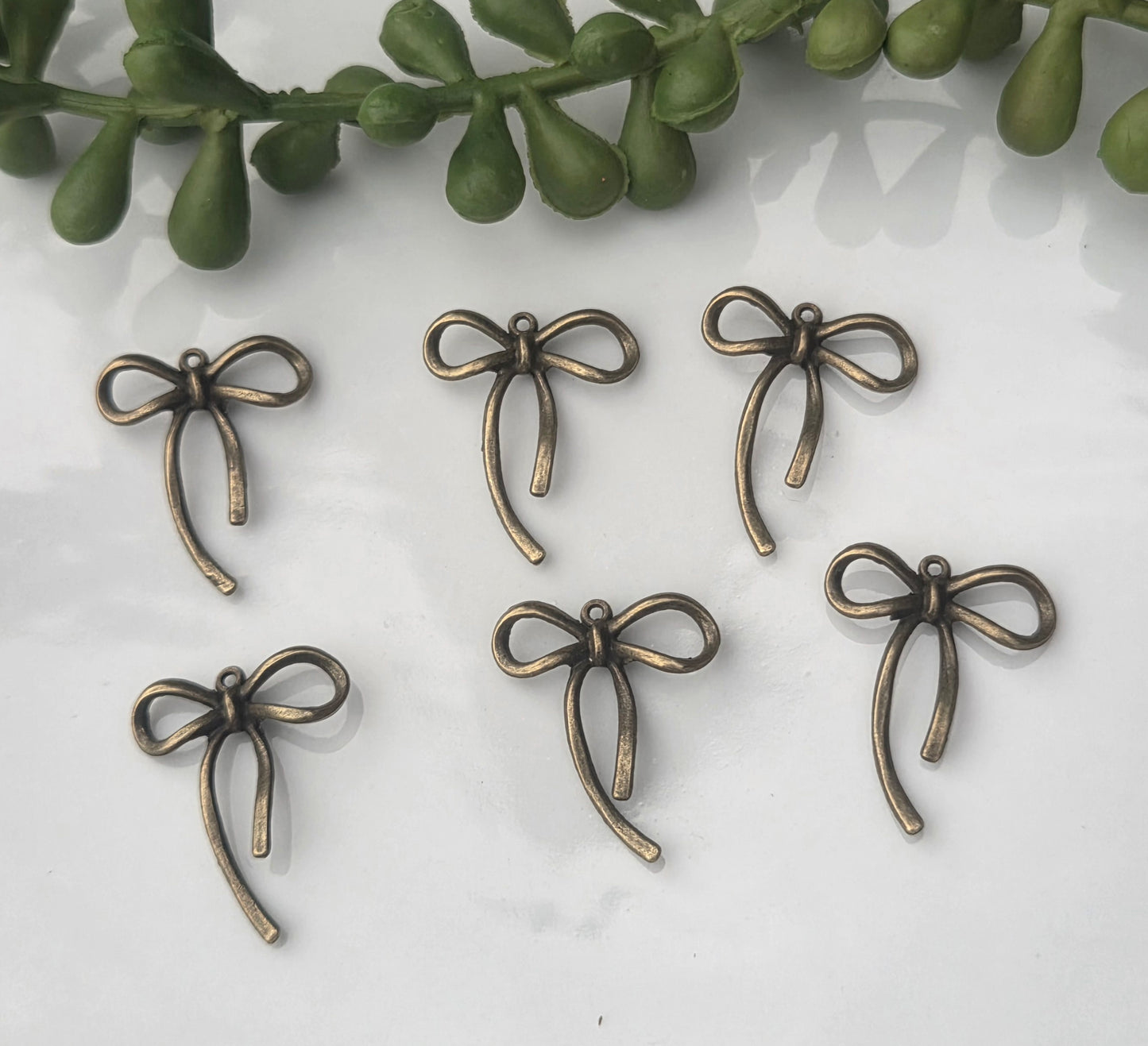 Bronze Tail Bow Charms - 6 pieces - Earring Findings