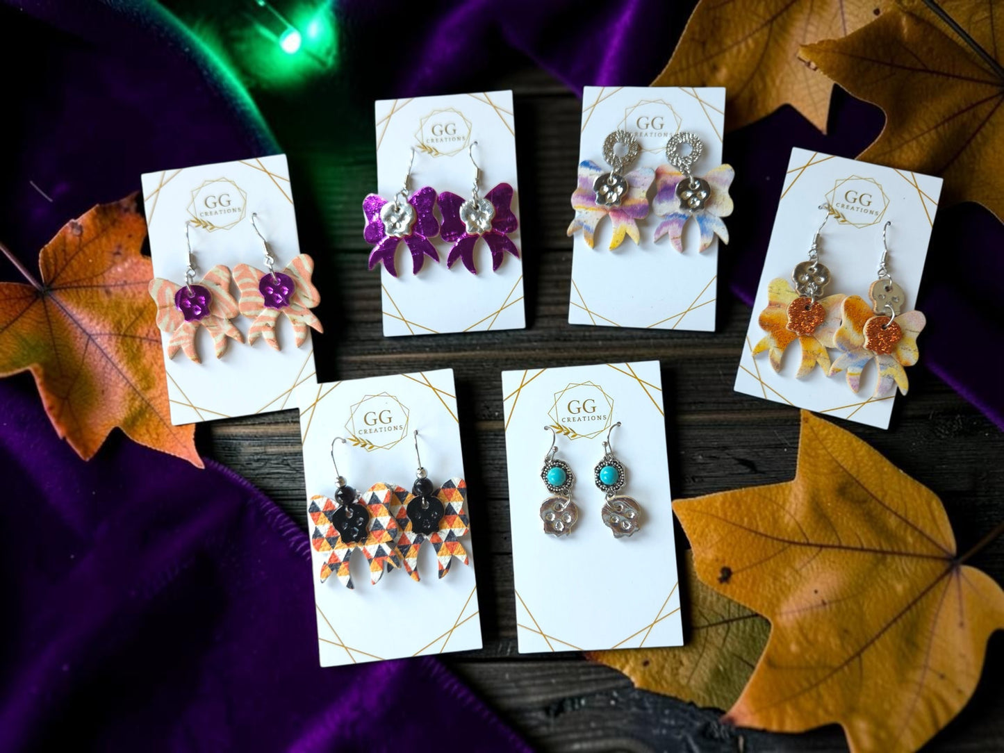 Preorder - Halloween Skull Bows - Embossed - Pairs - Steel Rule Earring Die