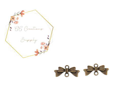 Antique Bronze Bow Connector Charms - 12 pieces