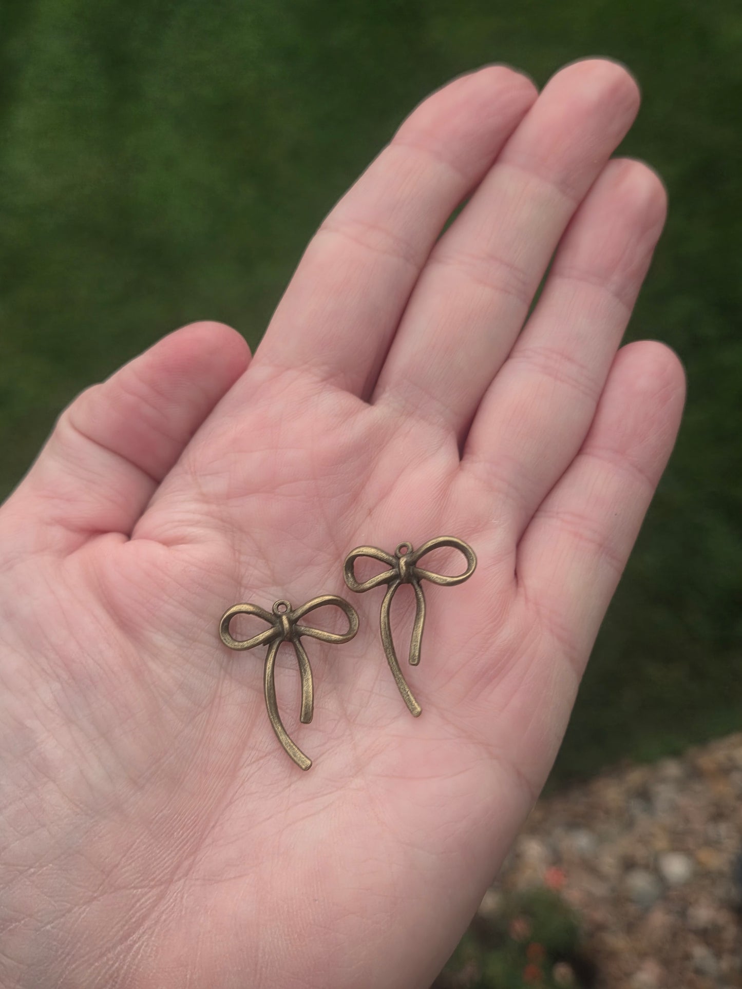 Bronze Tail Bow Charms - 6 pieces - Earring Findings